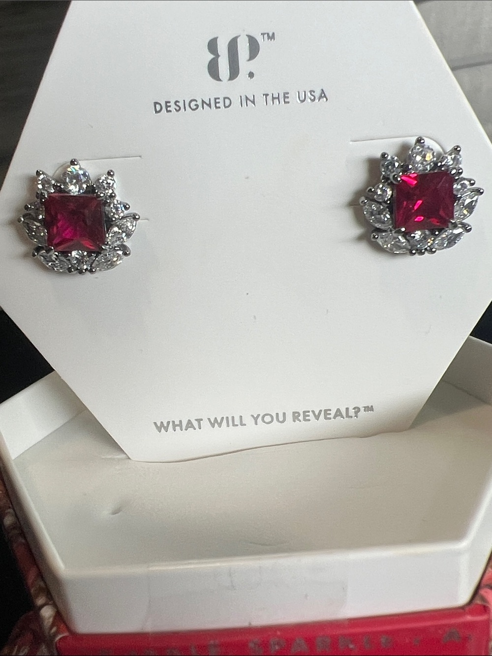 Lab created Ruby Earrings on Hematite Plating Bomb Party